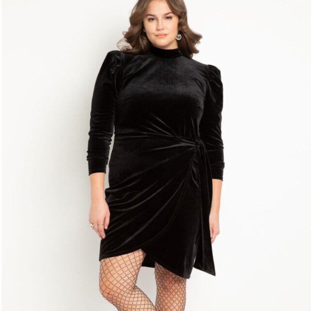 Eloquii Velvet Wrap Skirt Mini Dress EUC | Black | 14